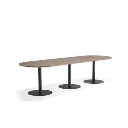 Table METRIC, oval, 3000x1000x720 mm, black/walnut