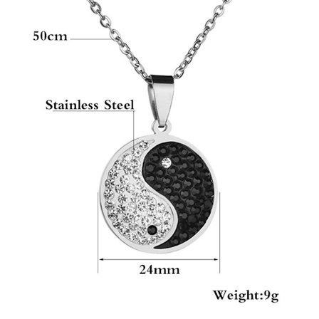 Yin Yang Halsband Kirurgiskt Rostfritt Stål Kinesisk Taiji Bagua