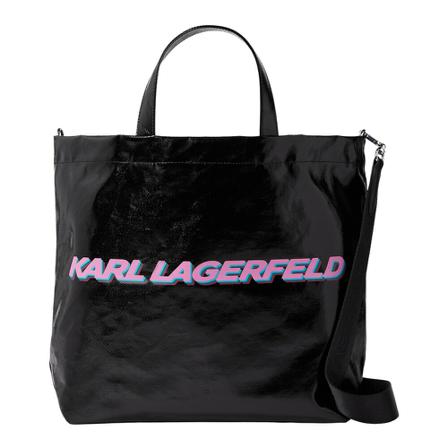 Karl Lagerfeld Futuristic Logo Coated Tote Taske Sort, Dame Håndtasker, Størrelse: ONE Size