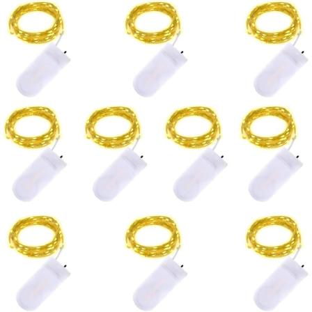10-pakkaus LED-keijuketjuvalot - 2m 20 LED-valoa paristokäyttöinen kuparilanka vedenpitävät valosarjat jouluhäihin juhliin jouluun DIY sisä- ja 