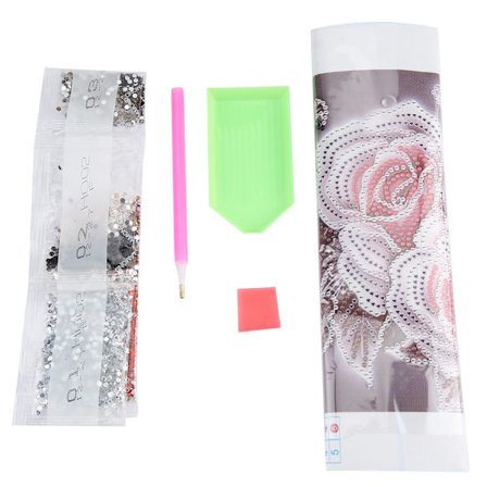 DIY 5D Rhinestone Maleri Bor Rose Mønster Korssting Kit Sæt Hjem Indretning (Grå)