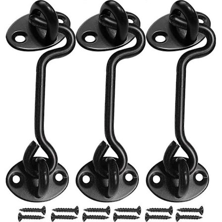 Hake og Øye Lås - 3 stk 75mm Hyttehake Port Hake Lås Rustfritt Stål Kraftig Portlås for Vindu, Hage, Dør (LGL)