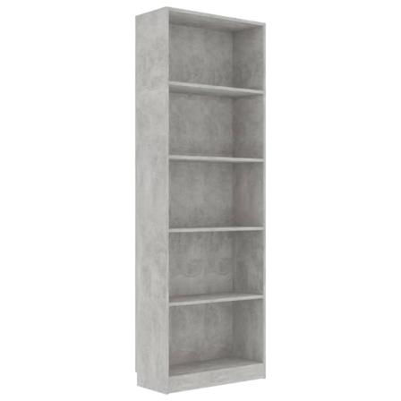 Vidaxl Bokhylla 5 Hyllor Betonggrå 60x24x175 Cm Konstruerat Trä Grå