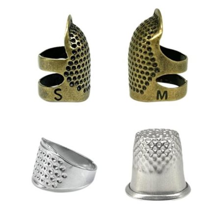 Sömnadsfingerborg Metall Fingerborgsringar Justerbara Fingerskyddsringar i metall Läder Myntfingerskydd, Sömnadsfingerskydd