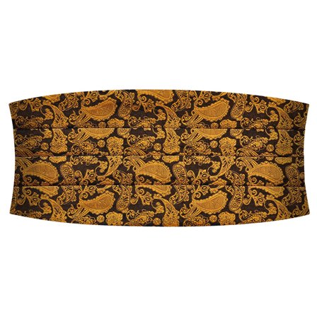 GOLD & BROWN PAISLEY Pattern Silk Cummerbund for Men - Cummerbunds