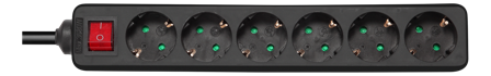 Deltaco outlet 6xCEE 7/3 1xCEE 7/7 switch 1,5m black