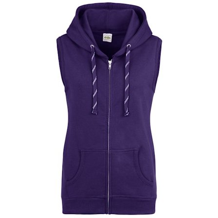 AWDis Just Hoods Dam/Dam Girlie Sleeveless Full Zip Hoodi Purple