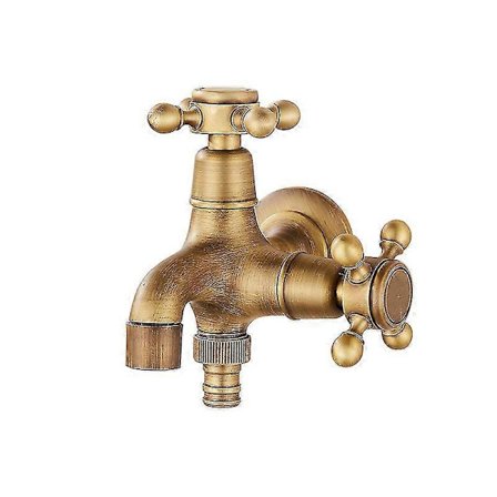 Antikk kran Europeisk dobbel bruk Stil Mopp Bassengkran Baderom Veggmontert Utendørs Hage Vintage Messingkran