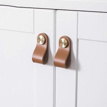 Styck Læderhåndtag til Møbler Læderdørhåndtag Læderskabshåndtag Læder Køkkendørhåndtag Brunt Læder