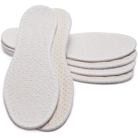 (26cm) Pakke med 3 par bomullsfrotte barfotinnleggssåler med lateksdemping, innleggssåler mot ubehagelig lukt og bakterier