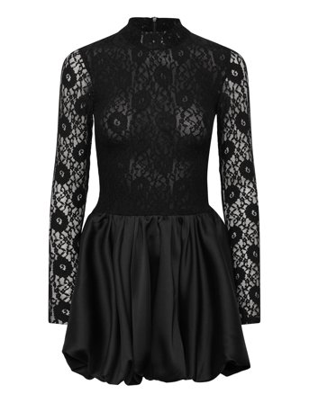 Bardot Yana Lace Satin Mini Dress - Black - 40