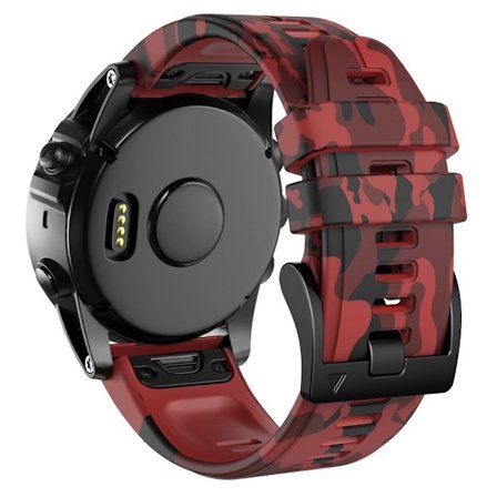 26 mm silikoneurrem med camouflagemønster til Garmin-ur - Camouflage Rød