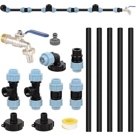 IBC tilkoblingssett S60 x 6 IBC for 3 IBC-tanker side ved side / regnvannstank med 3/4 " hagekran