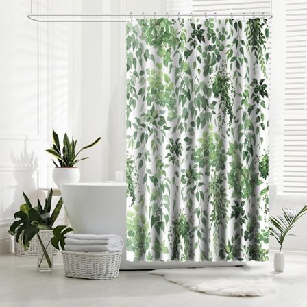 Greenleaf Bruseforhæng, Vandafvisende Stof Bruseforhængssæt, Badeværelsesdekoration med 12 Kroge 72x72 Tommer