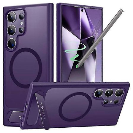 TORRAS Suojakuori Samsung Galaxy S24 Ultralle, Jalusta, TPU+PC Puhelinkuori, Yhteensopiva MagSafe kanssa