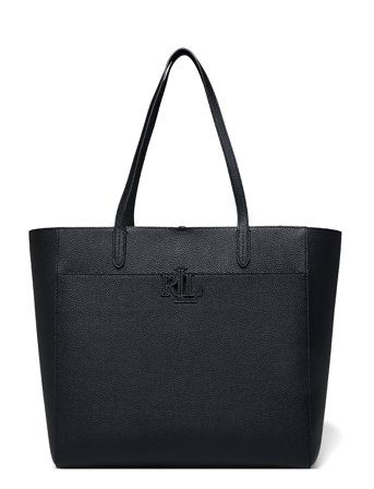 Lauren Ralph Lauren Pebbled Leather Large Cameryn Tote Bag - Black - ONE SIZE