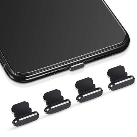 4 stk. Anti-støvpropper til iPhone 12-serien USB - cover Sort 4ST