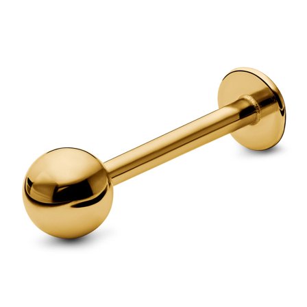 10 mm Gold-Tone Ball-Tipped Surgical Steel Labret Stud for Men - Ear piercing jewellery