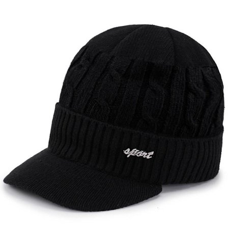 Herre Vinterhue Udendørs Uldhue med Skygge og Øreklapper