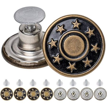 Bukseknapp erstatning, metall bukse knapp, jeans reparasjon, J