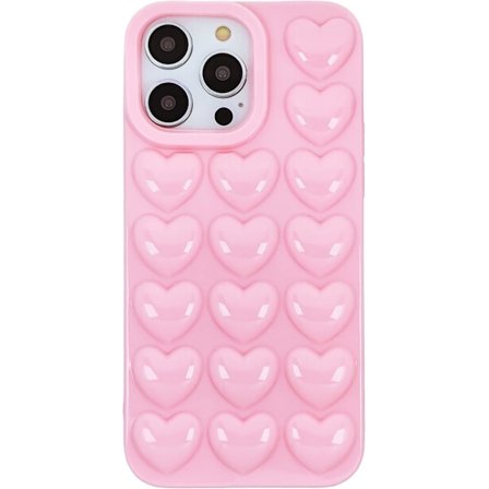 Cover til iPhone 16 Pro Max til kvinder, 3D Pop Bubble Heart Kawaii Gel-cover, Sødt piget cover til iPhone 16 Pro Max 6,9 tommer - P
