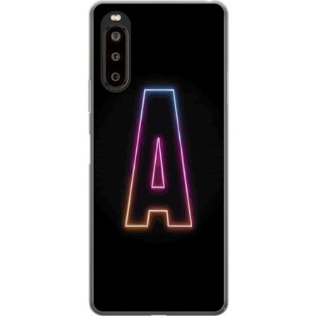 Yhteensopiva Puhelinkuori Sony Sony Xperia 10 II Minimalistinen neonkirjain A sateenkaarenvärisessä valossa mustaa taustaa vasten modernissa typogra