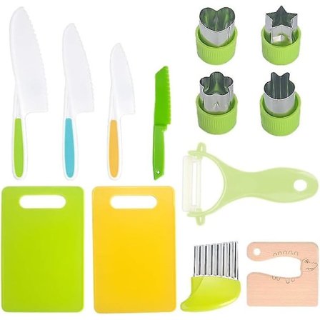 Børnesikker Køkken Sæt, Børnesikker Køkken Sæt, Lillebørns Knive Køkken Sæt Til Ægte Madlavning Sikker, Safeslice Kiddo Sikker Køkken Sæt, Lillebørns 