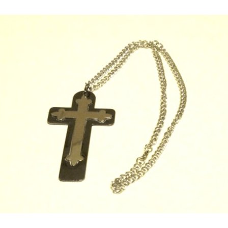 Kors halsband silver och svartfärgad