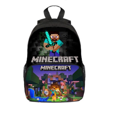 Minecraft Ryggsäck för Barn Skolväska Ryggsäck Karaktärsväska BB