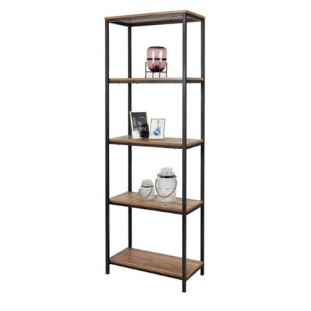 Riverside-bibliotek - 5 hyllor - L 60 x b 30 x H 180 cm - Svart och ek