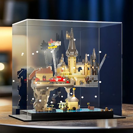 Hogwarts Magisk Slott Byggesett med LED-lys og Akryl Støvdeksel, Samlerobjekt Modell - DIY Puslespill Gave