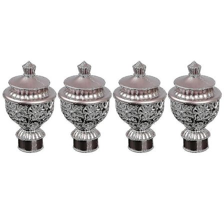 4 stk. Romerske Stang Hul-udskåret Hoved Dekoration Gardinstang Dekorativt Hoved (Rosenguld)