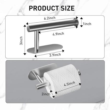 2-pak Rustfri Toalettpapirholder, Limt Stålrullholder (Børstet Nikkel) 2PACK