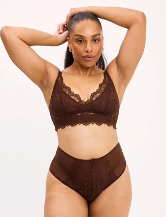 Understatement Underwear Lace Support Bra - Brown - XS