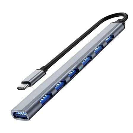 Type-c 7 portars grå adapterkabel