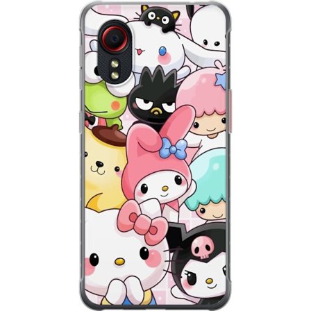 Kompatibelt Mobildeksel til Samsung Galaxy Xcover 5 Tett mønster av søte figurer med store øyne i ulike farger og uttrykk med LABUBU-tekst