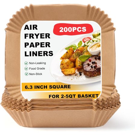 200 stk. 16 cm Air Fryer-innlegg, engangs bakepapirinnlegg firkantet, non-stick Air Fryer-innlegg bakepapir for mikrobølgeovn