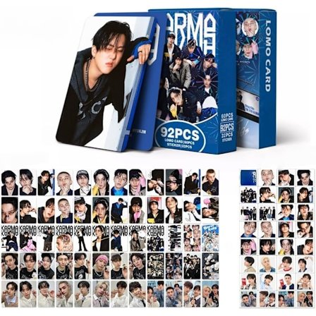 SKZ Karma 60 stk. fotokort + 32 stk. klistermærker nyt album Stray Kids 92 stk. postkort Felix Bangchan Hyunjin fotokort