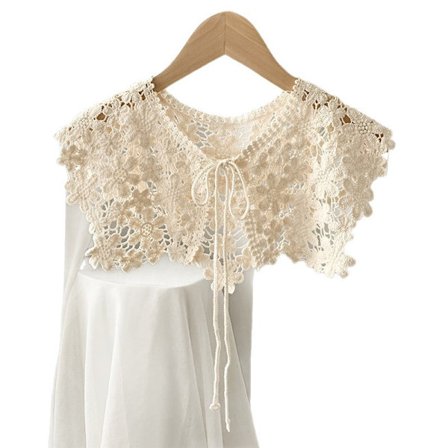 Ranskalainen virkattu pitsi teko-kaulus - Retro solmiohuivi-tyylinen koristeellinen kaulus paidolle ja mekoille