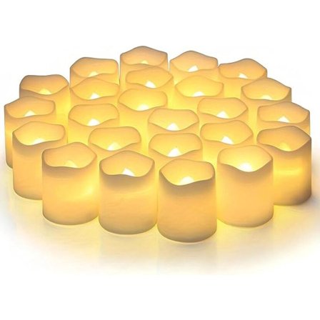 24 kpl LED-kynttilöitä paristokäyttöiset joulukynttilät 3,7 x 4,2 cm elektroninen kynttilä välkkyvä liekitön kynttilä kynttilät hääjuhliin valkoinen
