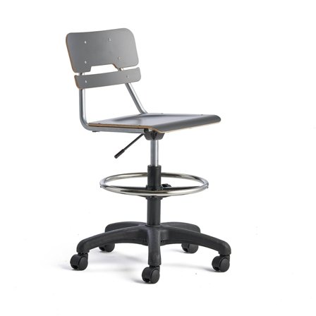 Chair LEGERE height adjustable, small seat, with wheels, H 530-720 mm, anthracite