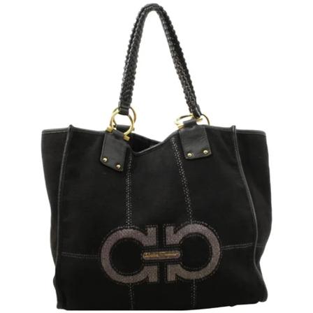 Salvatore Ferragamo Pre-owned Pre-owned Canvas totes , Zwart , Dames , Maat: ONE Size Vintage Tassen