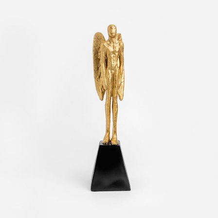 Lintukoristefiguuri, Polyresin, 10x11x40cm, Kulta/Musta