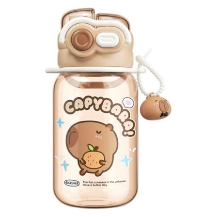 Hauska juomapullo kapybara-kuviolla, tuplajuomakuppi, sopii eri ryhmille, sopii sisä- ja ulkokäyttöön