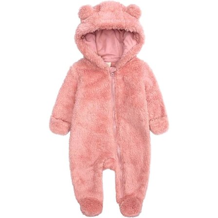 Nyfødt Baby Jumpsuit Hætte Fleece Romper Langærmet Onesies Overtøj Sæt