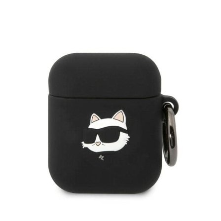 Karl Lagerfeld KLA2RUNCHK AirPods 1/2 cover sort/sort Silikone Choupette Head 3D