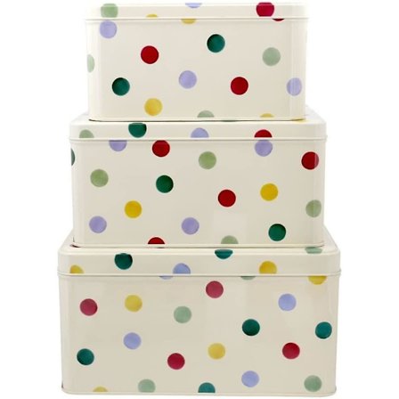 Emma Bridgewater Fyrkantig Polka Dot Set med 3 Fyrkantiga Kakburkar