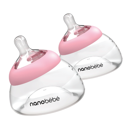 Nanobébé Brystmelkflaske Gen 2, Rosa, 2 x 150 ml
