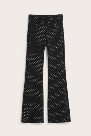 Kappahl | Spodnie do jogi z bawełnianego trykotu w kropki Czarne 158 | Czarne