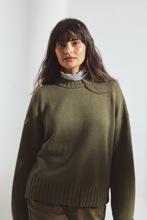 NA-KD Strickpullover mit gefalteten Ärmeln - Oversize Pullover - Grün - M (EU 38-40)